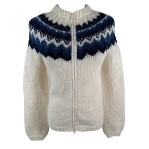 Handknitting Association of Iceland Zip Up Sweater Women S Cream Nordic FairIsle
